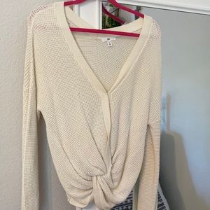 Like New Nordstrom Cream Knotted Sweater